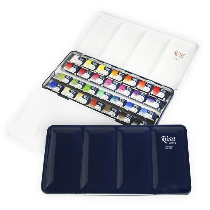 ROSA GALLERY Botanycal Watercolor Set, Metal Case, 28 Colors, Full Pans