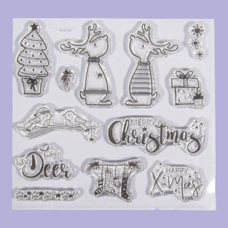 Rayher Silikonstempel Stempel. Rentierfreunde , 12 Motive