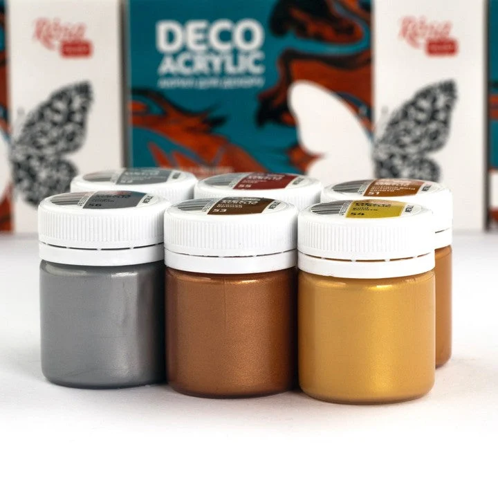 ROSA TALENT Metallic Acrylic Paint for Decorations, Set of 6 x 20 ml