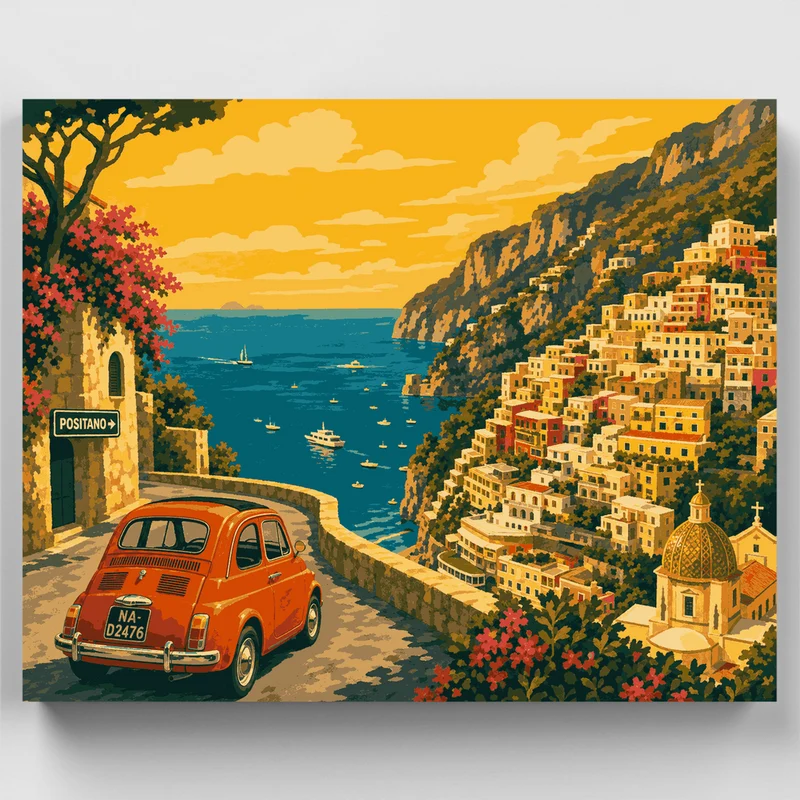 Fiat on the Cliff - Paint by Numbers Kit