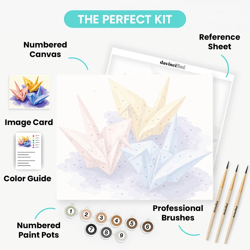Origami Paper Cranes - Paint by Numbers Kit