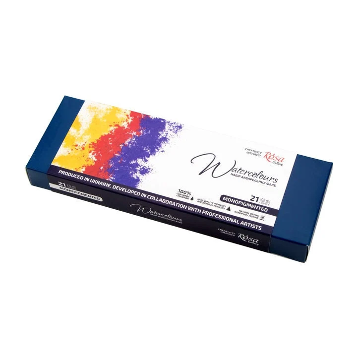 ROSA GALLERY Monopigmented Watercolor Set, Metal Case, Indigo, 21 Colors, Full Pans