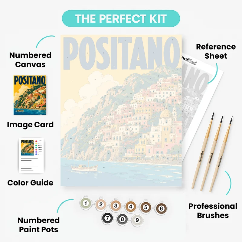 Cliffside Village at Sea - Paint by Numbers Kit