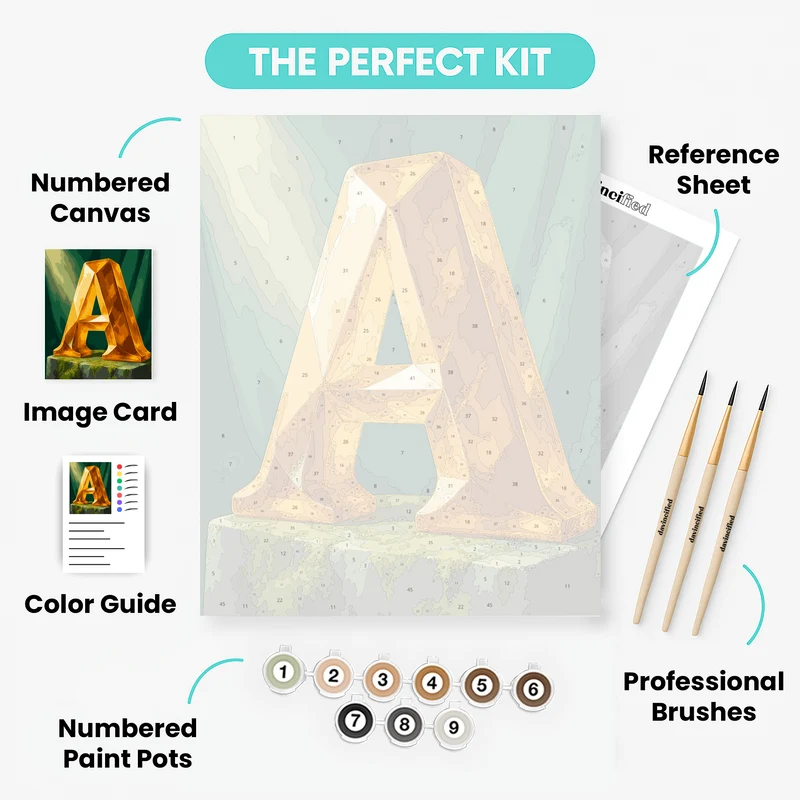 Golden Letter A - Paint by Numbers Kit