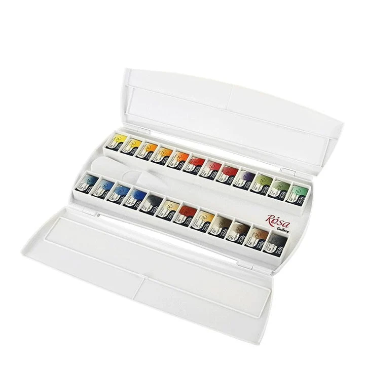 ROSA Gallery Classic Watercolor Set, Plastic Case, 24 Colors, Full Pans