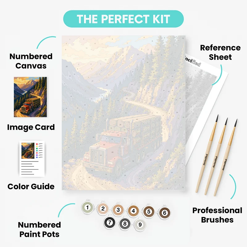 Mountain Logging Road - Paint by Numbers Kit