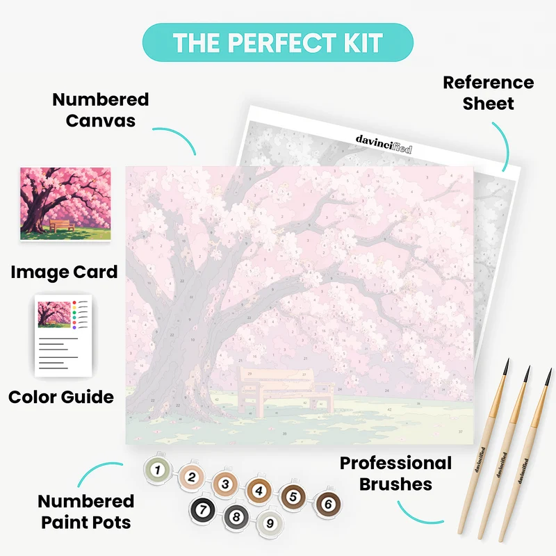 Cherry Blossom Bench - Paint by Numbers Kit