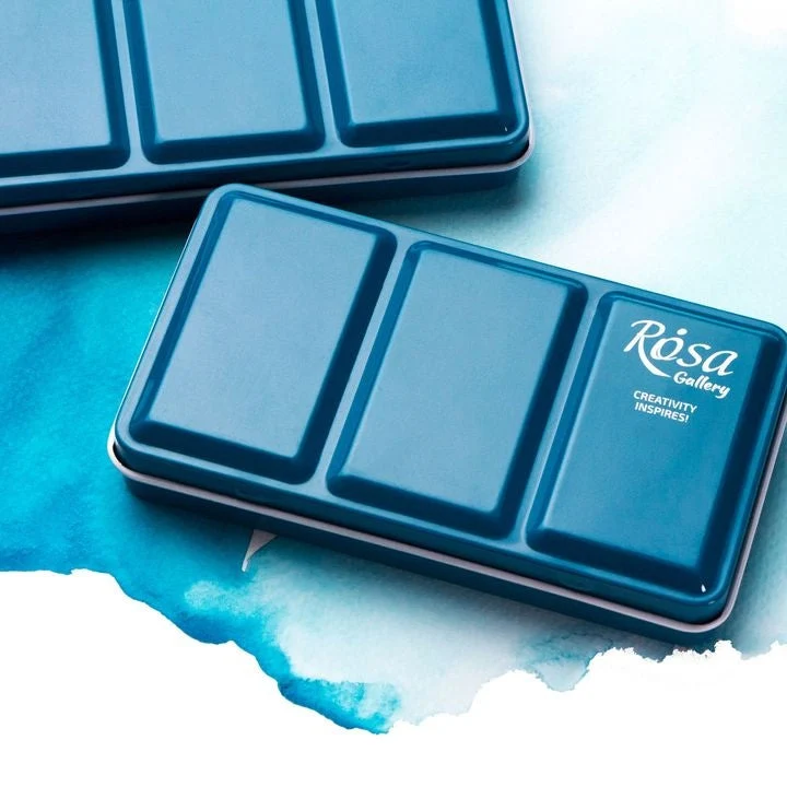 ROSA GALLERY Watercolor Paint Case, Metallic Turquoise, 12 Pans