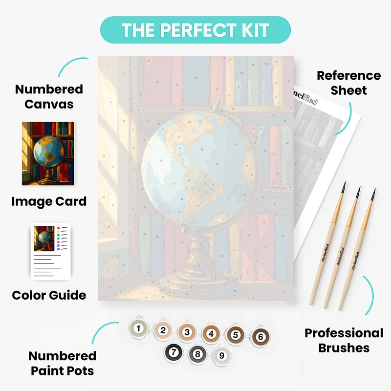 Globe and Books - Paint by Numbers Kit