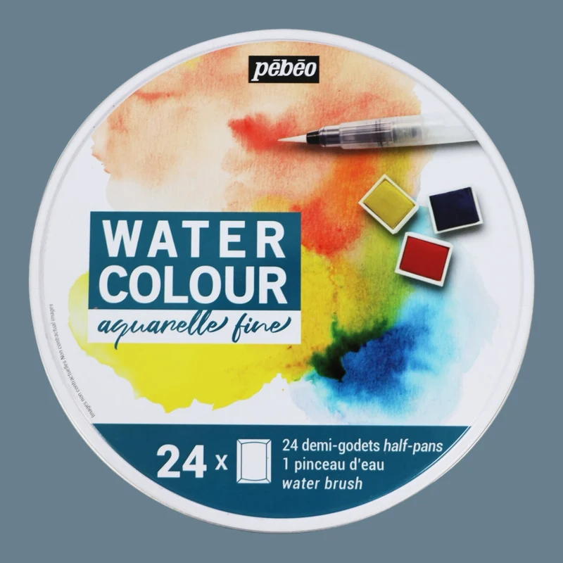 Pébéo Aquarell 24er- Näpfchen , Pinsel.