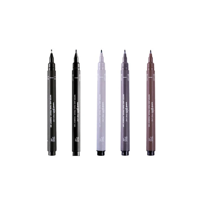 UNI PIN Fineliner Marker Set, Flow and Flourish, Set of 5