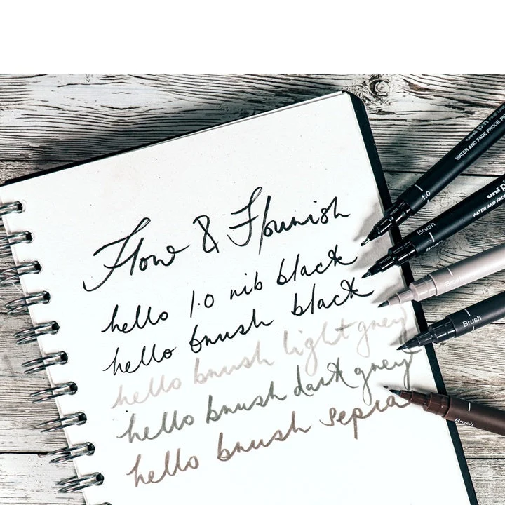 UNI PIN Fineliner Marker Set, Flow and Flourish, Set of 5
