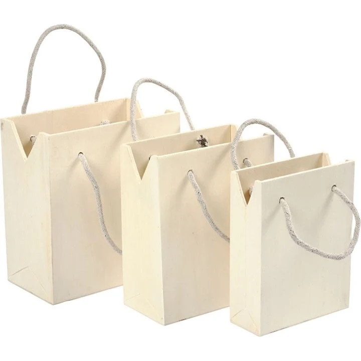 Set of Three Wooden Bags