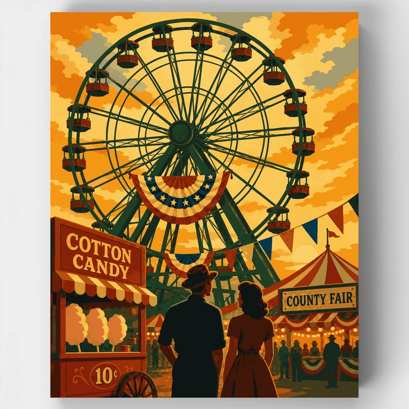 County Fair Ferris Wheel - Paint by Numbers Kit