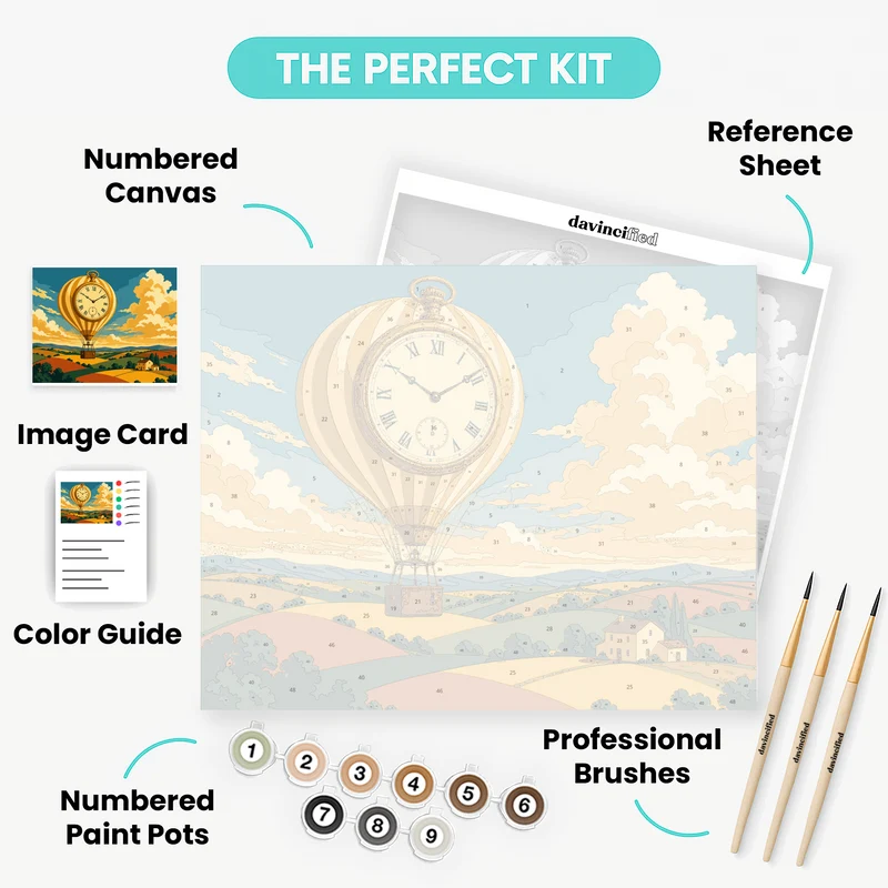 Clock Balloon Skies - Paint by Numbers Kit