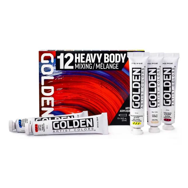 Sada akrylových farieb GOLDEN Heavy Body Mixing 12 x 22 ml