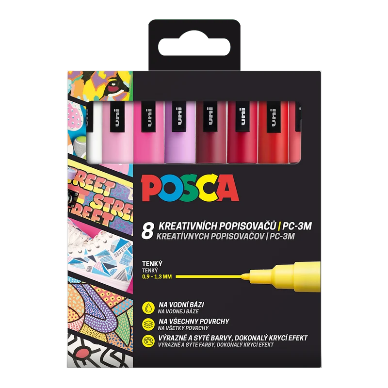 Set di pennarelli Posca PC-3M LOVE, 0,9 - 1,3 mm - mix toni caldi (8 pz)