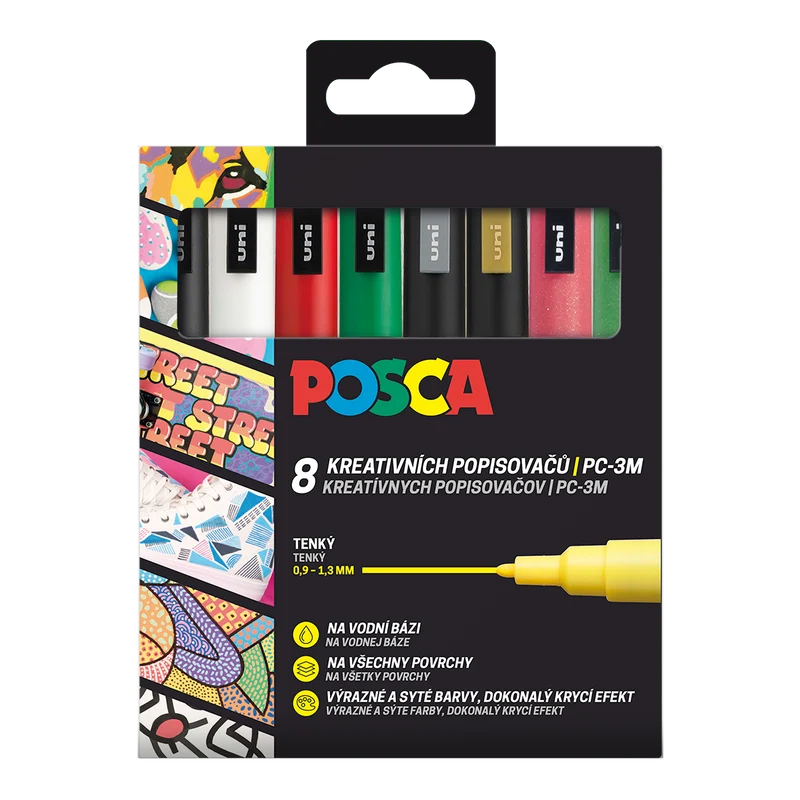Posca σετ μαρκαδόρων PC-3M CHRISTMAS 0,9 - 1,3 mm - 8 τμχ