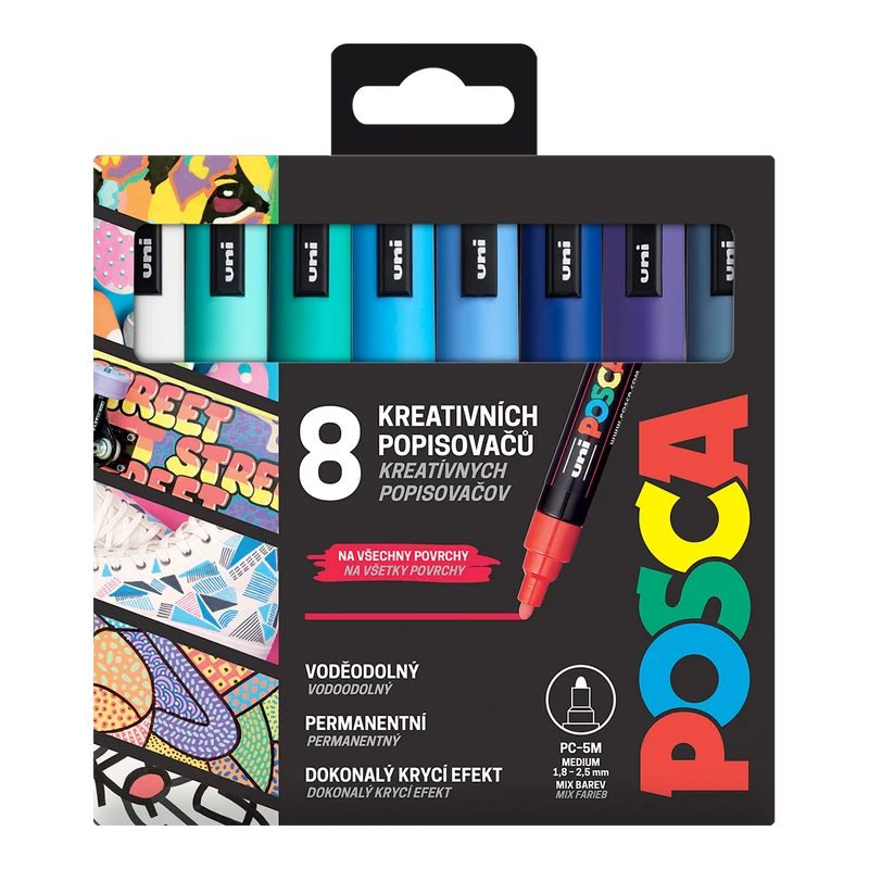 Set markera Posca PC-5M OCEAN, 1,8 – 2,5 mm – 8 kom