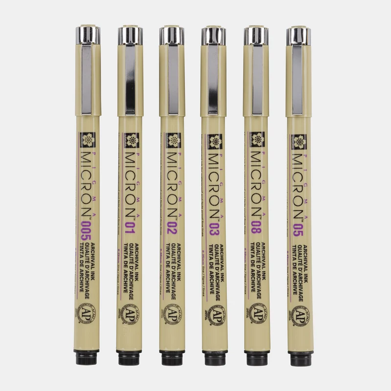 Sakura Pigma Micron 01 τεχνικοί μαρκαδόροι 0,25 mm σετ 6 χρωμάτων
