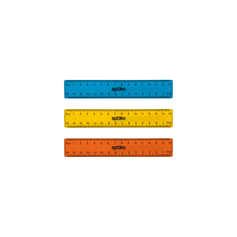 Spoko Flachlineal, 15 cm, Farbmix