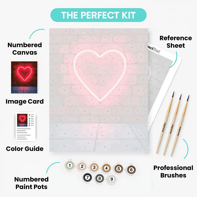 Glowing Neon Heart - Paint by Numbers Kit