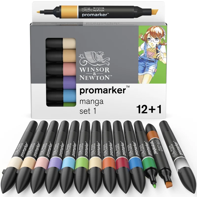Winsor and Newton - PROMARKER 12+1 Manga Set 1