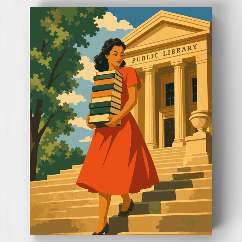 Bookworm on Steps - Paint by Numbers Kit