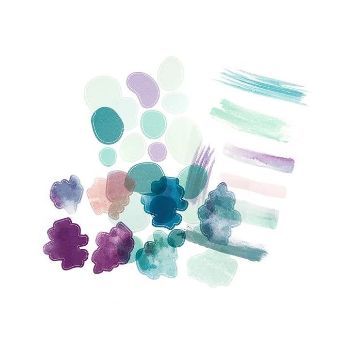 PVC Decorative Stickers | Watercolor Shapes, Set of 31