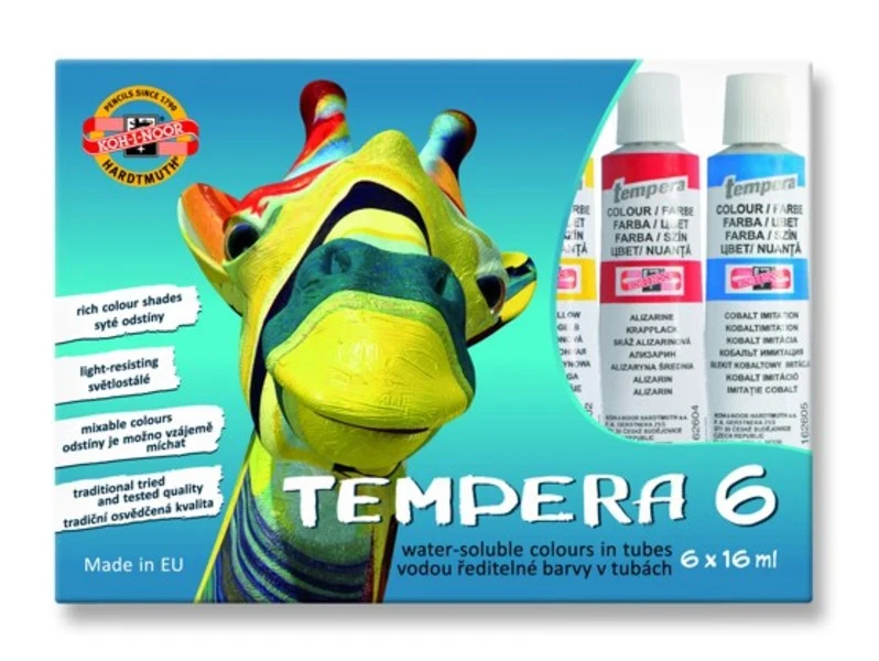 Koh-i-noor Tempera Paint Set, 6-Piece - 6 x 16 ml