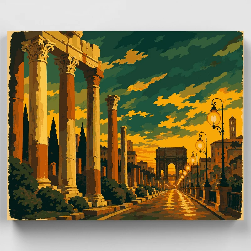 Ancient Columns at Dusk - Paint by Numbers Kit