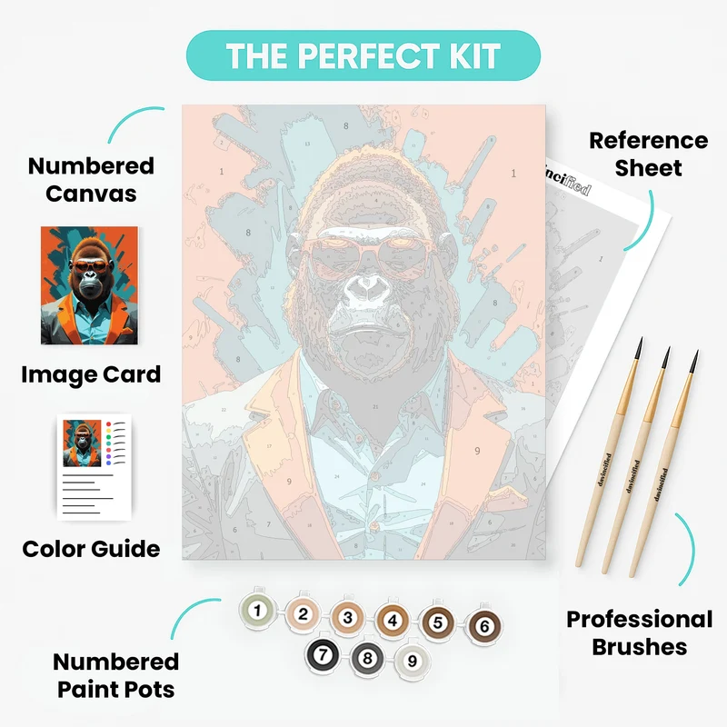 Stylish Gorilla in Sunglasses - Paint by Numbers Kit