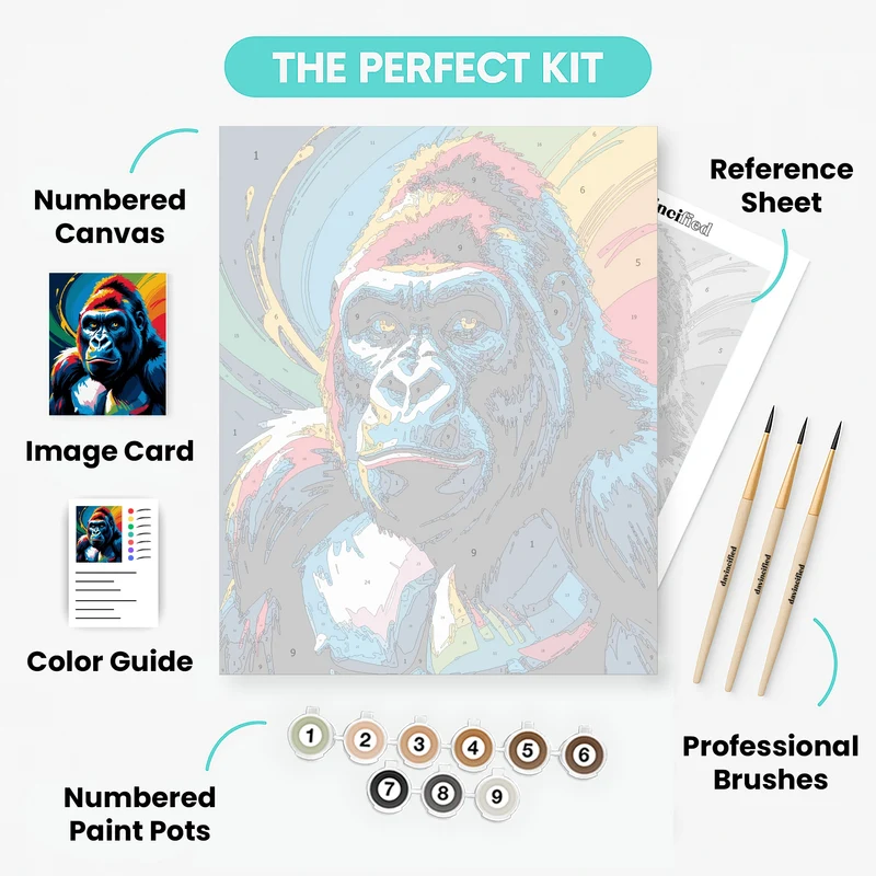 Bold Rainbow Gorilla Pop Art - Paint by Numbers Kit