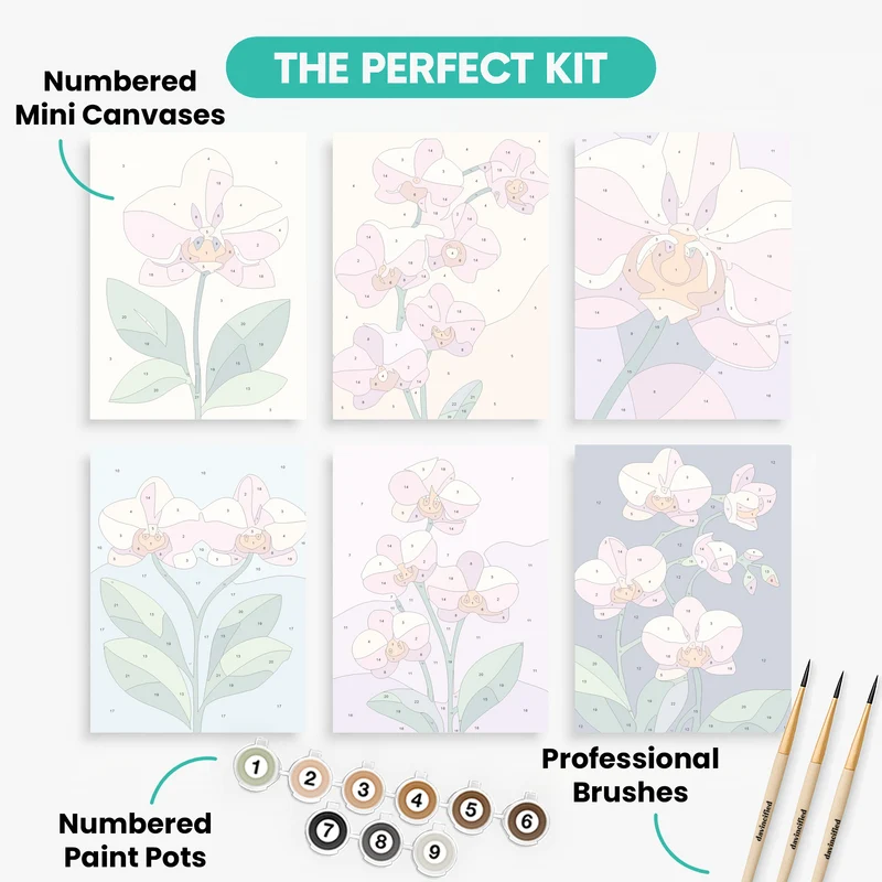 Pink Orchid Garden - Mini Paint by Numbers Set