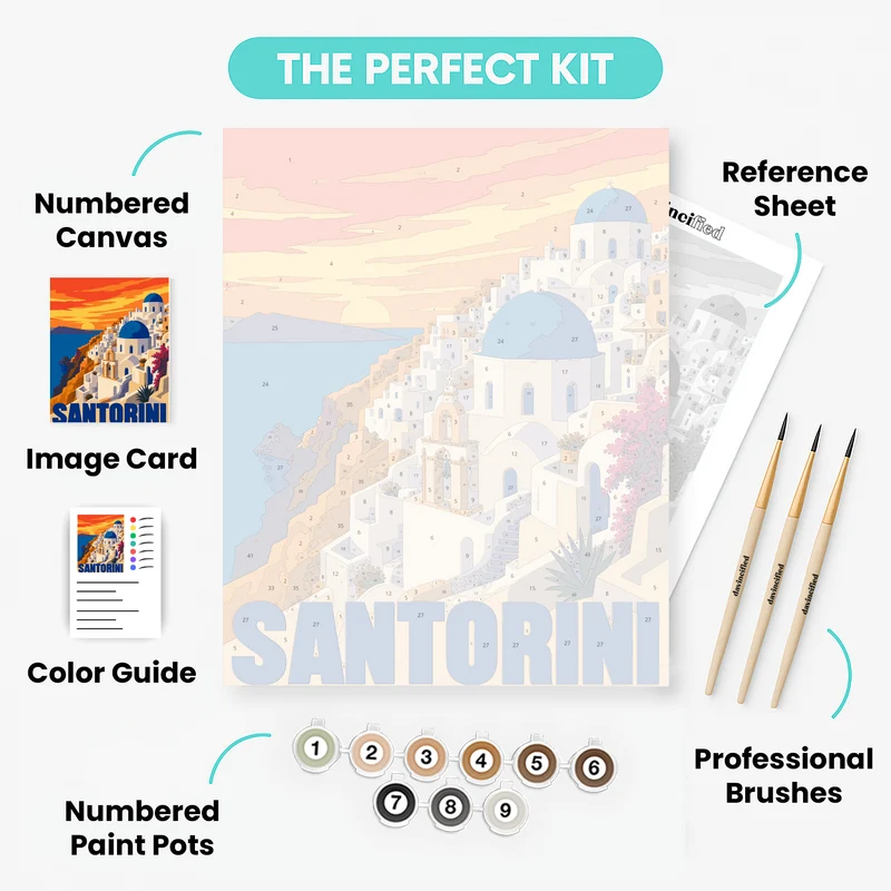 Santorini at Dusk - Paint by Numbers Kit