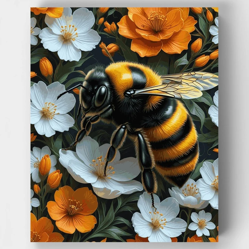 Bumblebee Among Spring Flowers - Paint by Numbers Kit