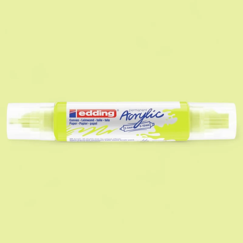 Edding 5400 Acryl 3D Double Liner neongelb 065 , Tubenspitze 2-3 mm . 5-10 mm