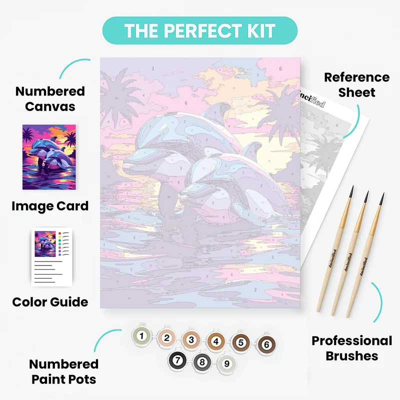 Dolphins at Sunset - Paint by Numbers Kit