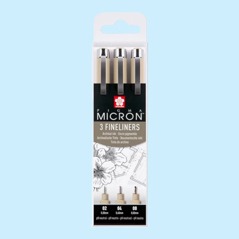 Sakura Pigma Micron Fineliner Set, 3 Stück