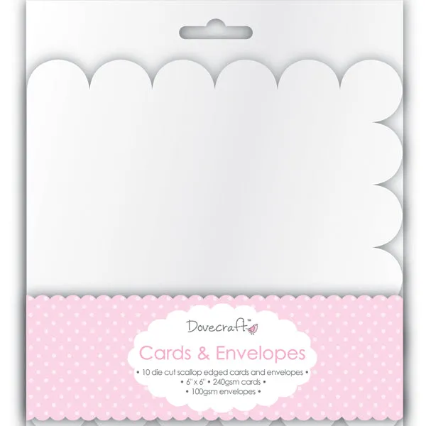 Dovecraft - Cards & Envelopes Scallop Die Cut Square - 6x6 (10 Pk)