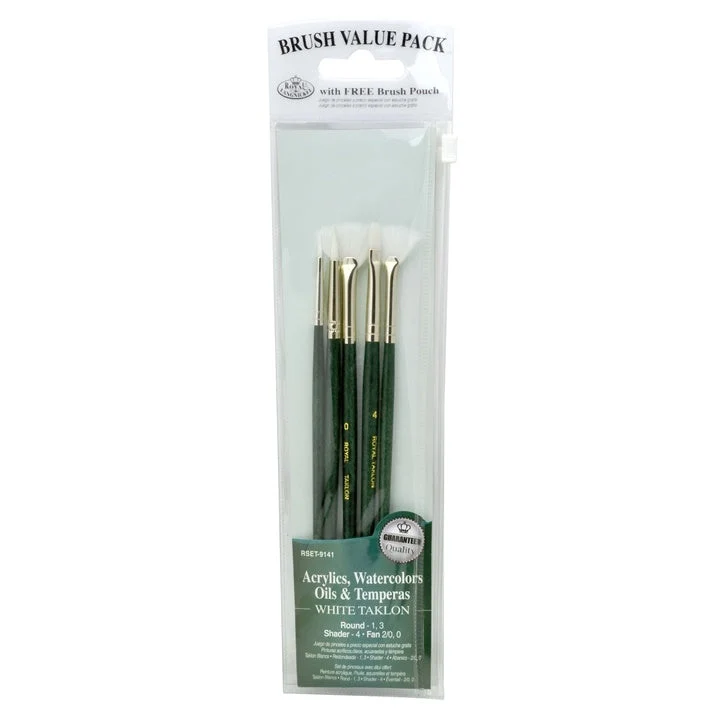 Royal and Langnickel White Taklon Brush Set of 5