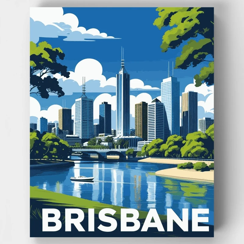 Brisbane Blue River Skyline - Paint by Numbers Kit
