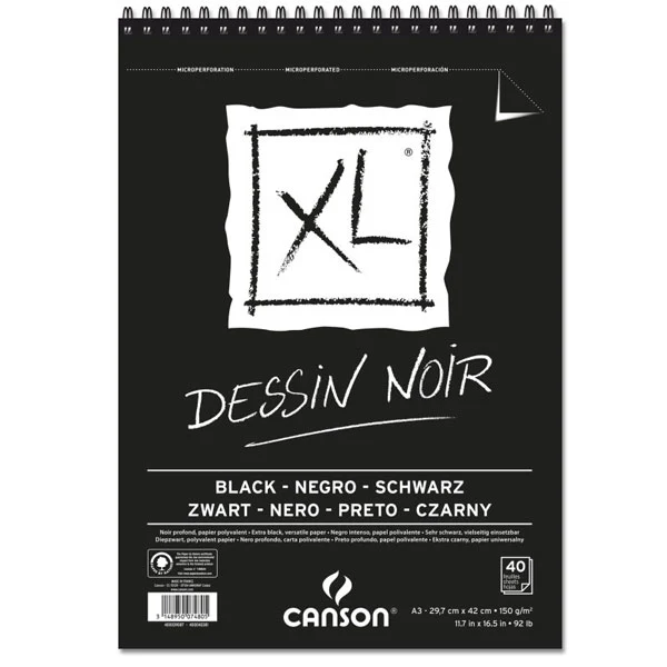Canson - XL Black Spiral Pad - A3 150gsm - 40 sheets