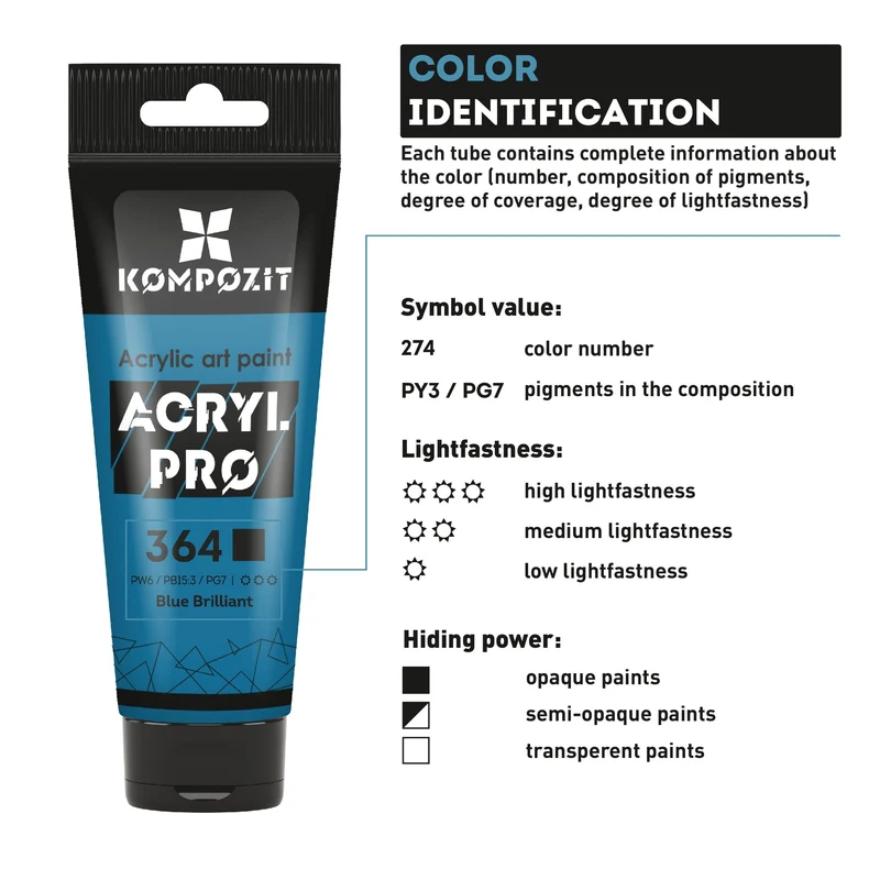 Set akrilnih barv Kompozit ACRYL PRO v škatli – 42 x 75 ml