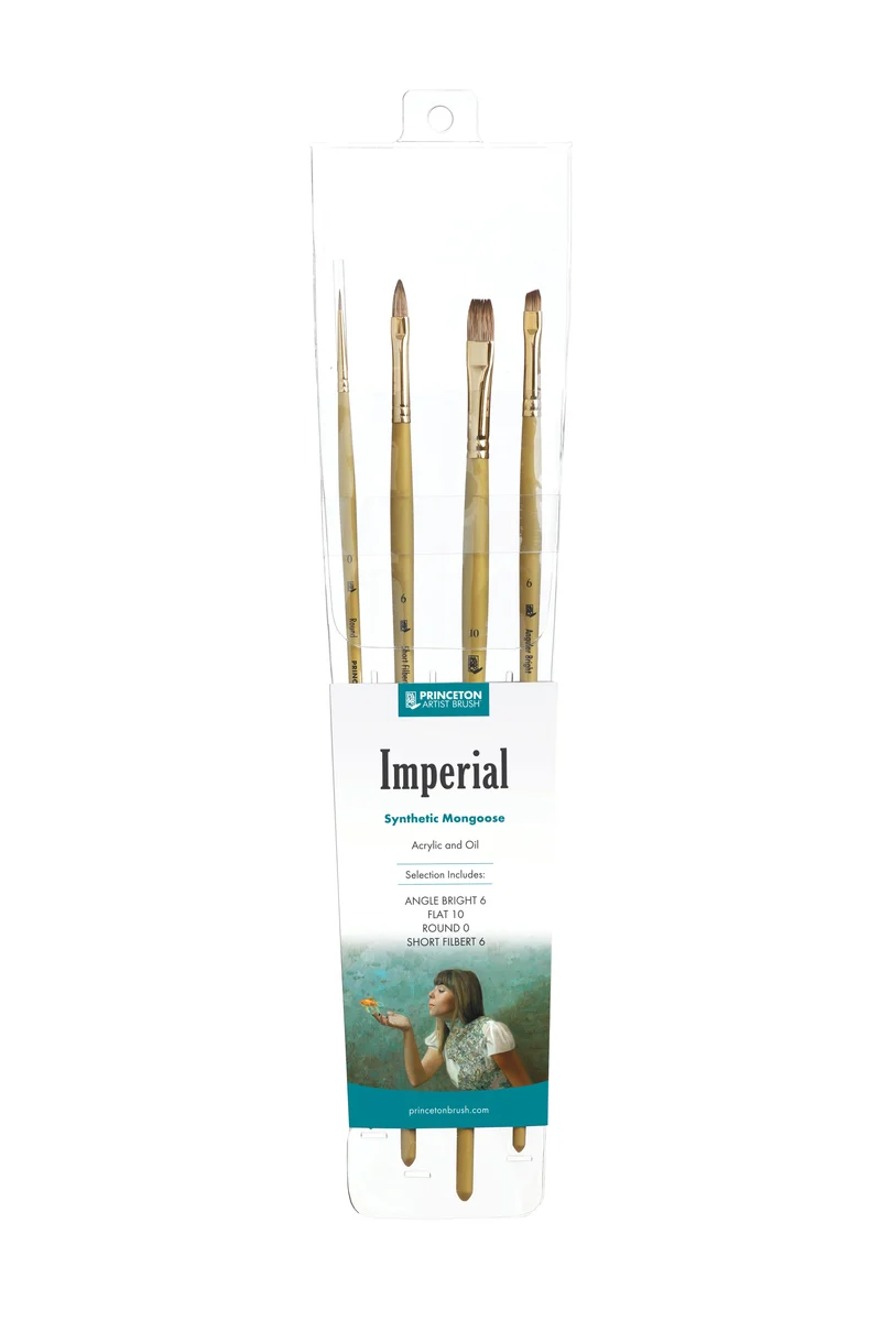 Set di pennelli PRINCETON Imperial per olio e acrilico – Mongoose sintetico, 4 pz