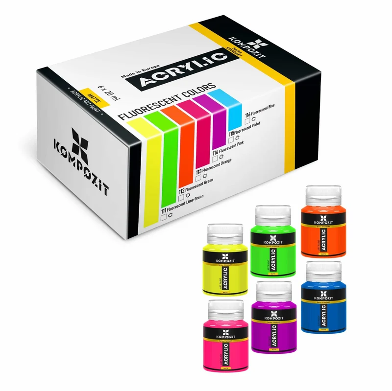 Set akrilnih barv Kompozit STANDART Fluorescent 6 x 20 ml