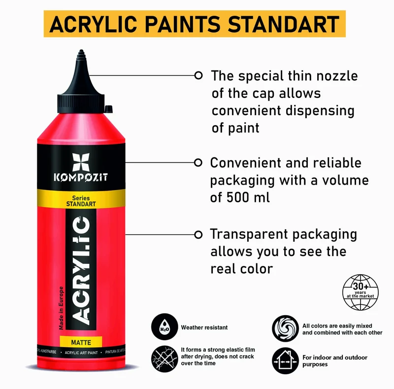 Ακρυλικό χρώμα Kompozit STANDART Fluorescent 500 ml