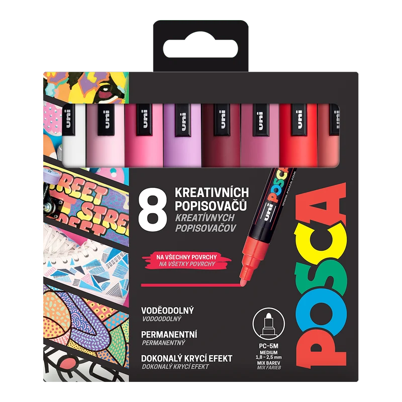 Posca Marker-Set PC-5M, LOVE, 1,8 - 2,5 mm, warme Töne (8 Stk.)