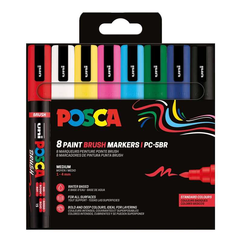 Posca set markera PC-5BR, 1 – 4 mm, osnovne boje – 8 kom