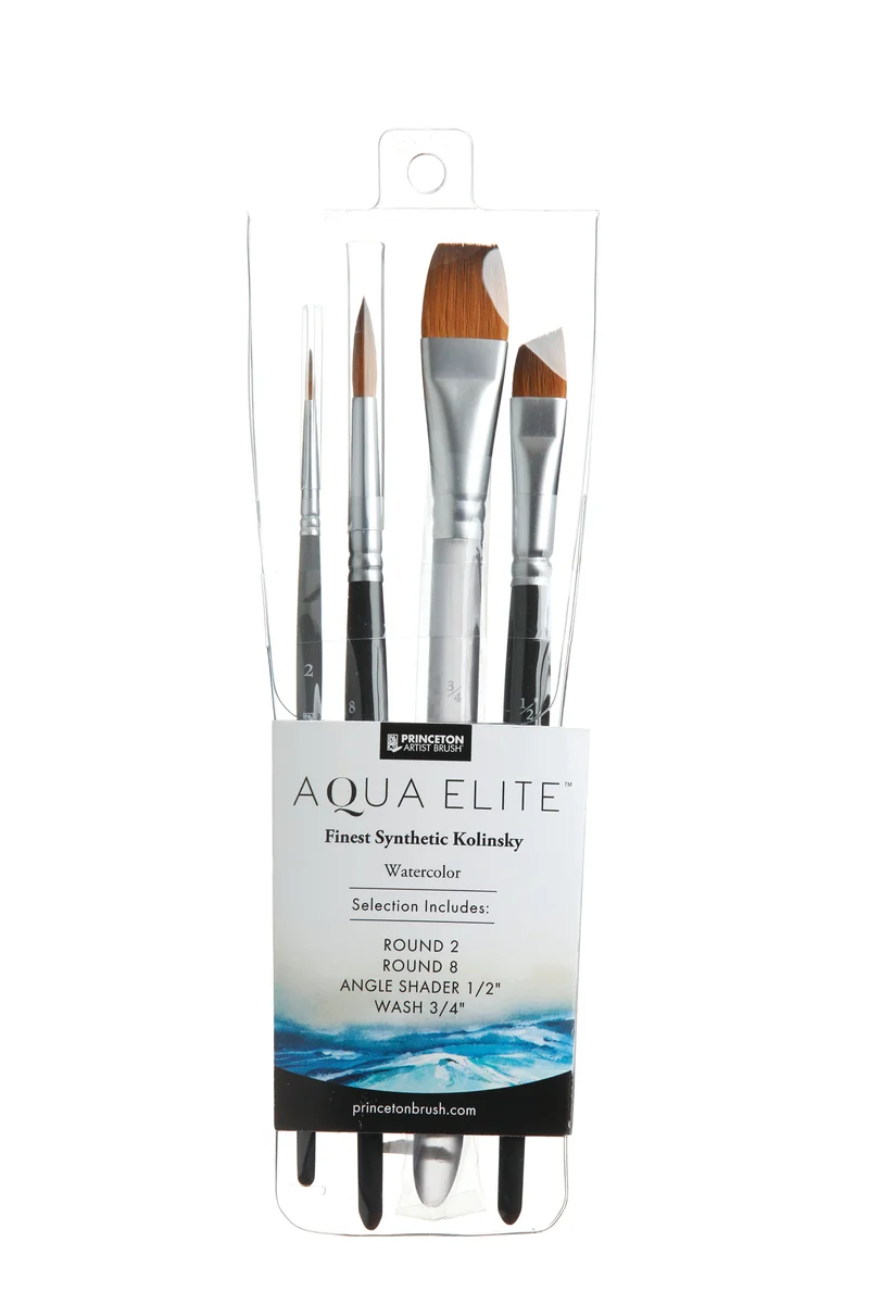 Set di pennelli per acquerello PRINCETON Aqua Elite – sintetico Kolinsky, 4 pz
